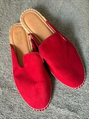 Brash Red Suede Espadrille Mule